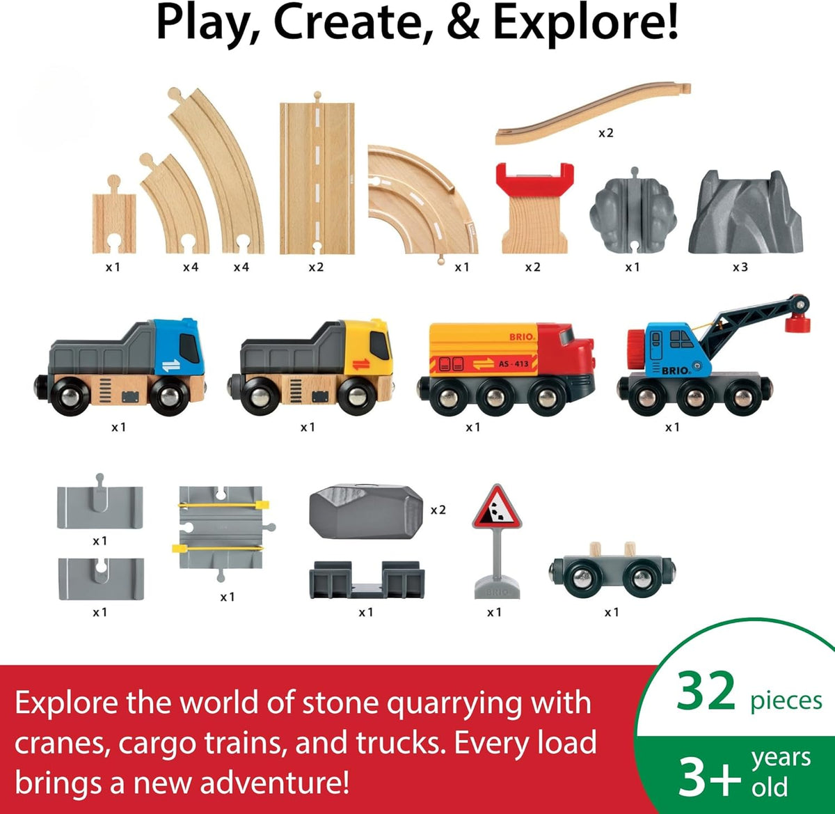 Brio rail and road loading set tracks and vehicles closeup