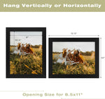 Frametory 8.5x11 frame back view highlighting 360 degree swivel tabs and easel back.