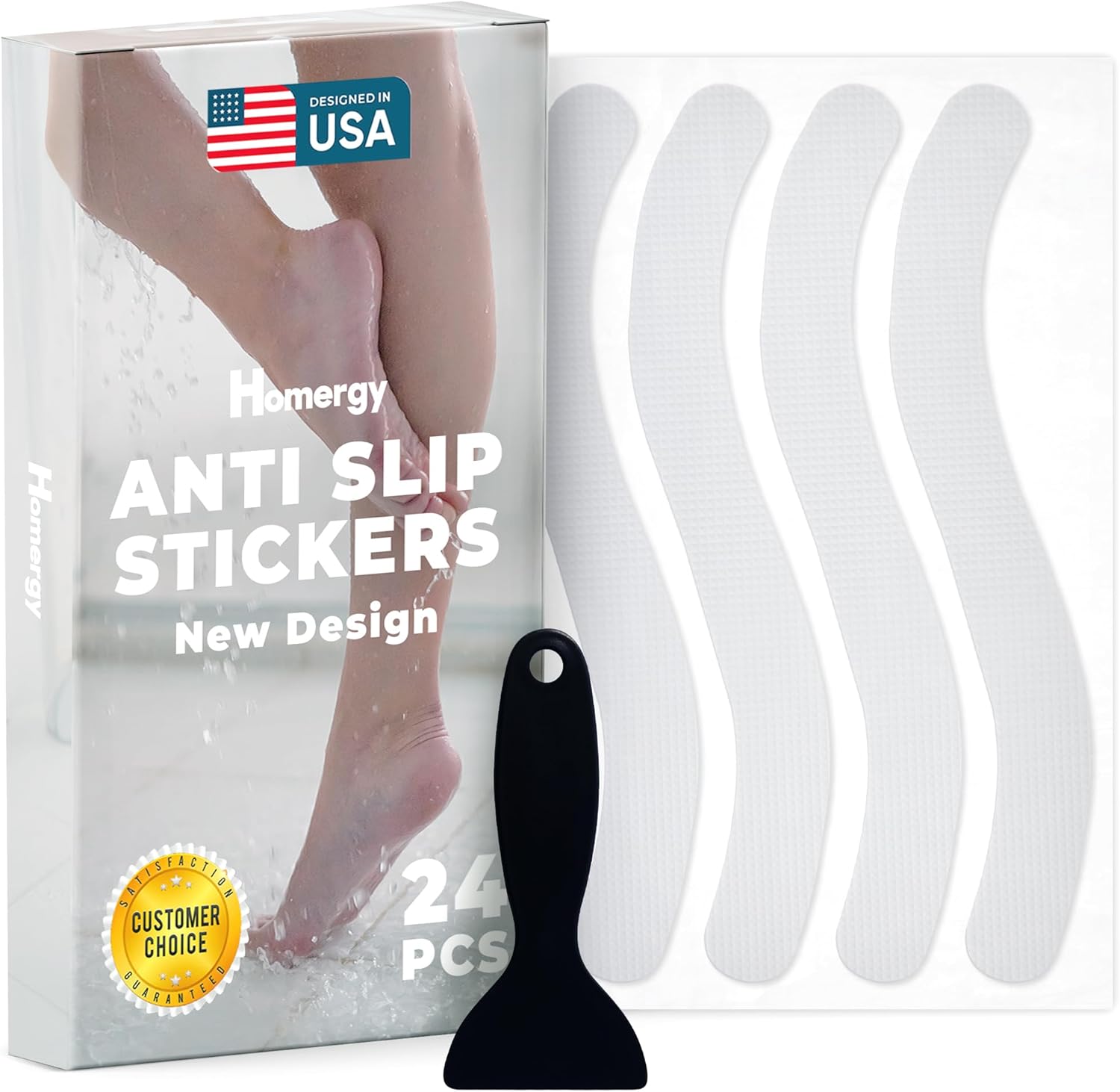 Homergy anti slip shower stickers 24 pieces front view