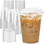 Dealusy 16 Fluid Ounce Clear Plastic Cups With Lids front view