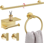 Lairuier 5 Pieces Brushed Gold Bathroom Accessories Set, 23.6 Inch Bath Towel Bar Set, SUS304 Stainless Steel Bathroom Hardware Set Round Toilet Paper Holder Set Wall Mounted - Image 12