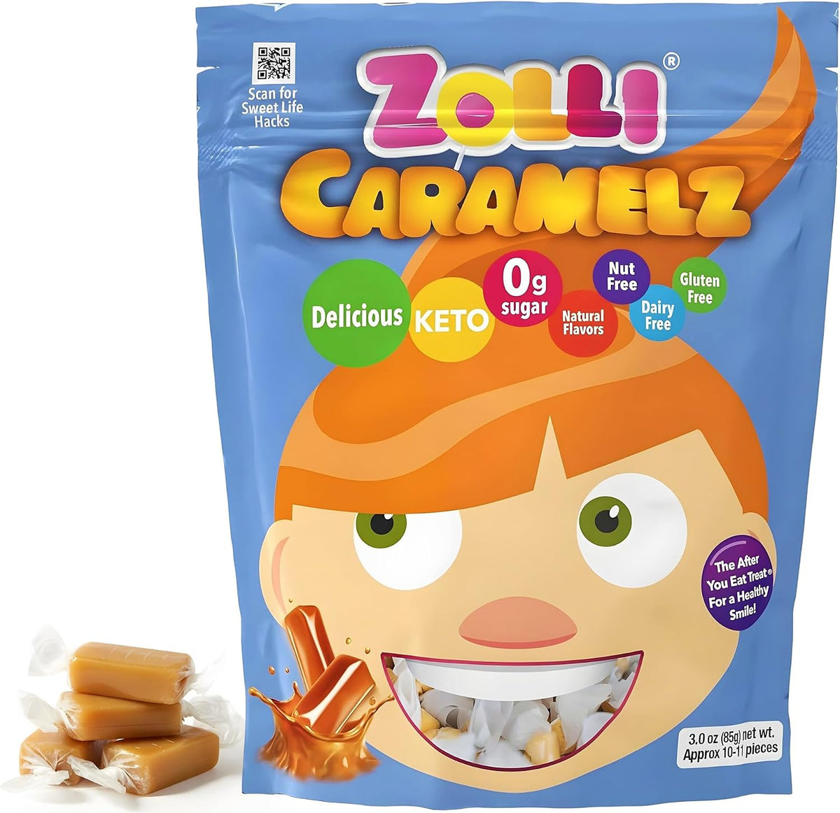 Zolli Caramelz Sugar-Free Candy - Creamy, Chewy, Dye-Free, Keto & Diabetic-Friendly Healthy Candy, Dentist-Approved Treats for Kids, 5 oz - Image 9