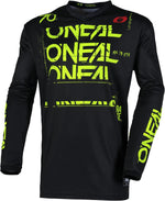 O'Neal Element Static Men's Jersey front view in black and neon yellow