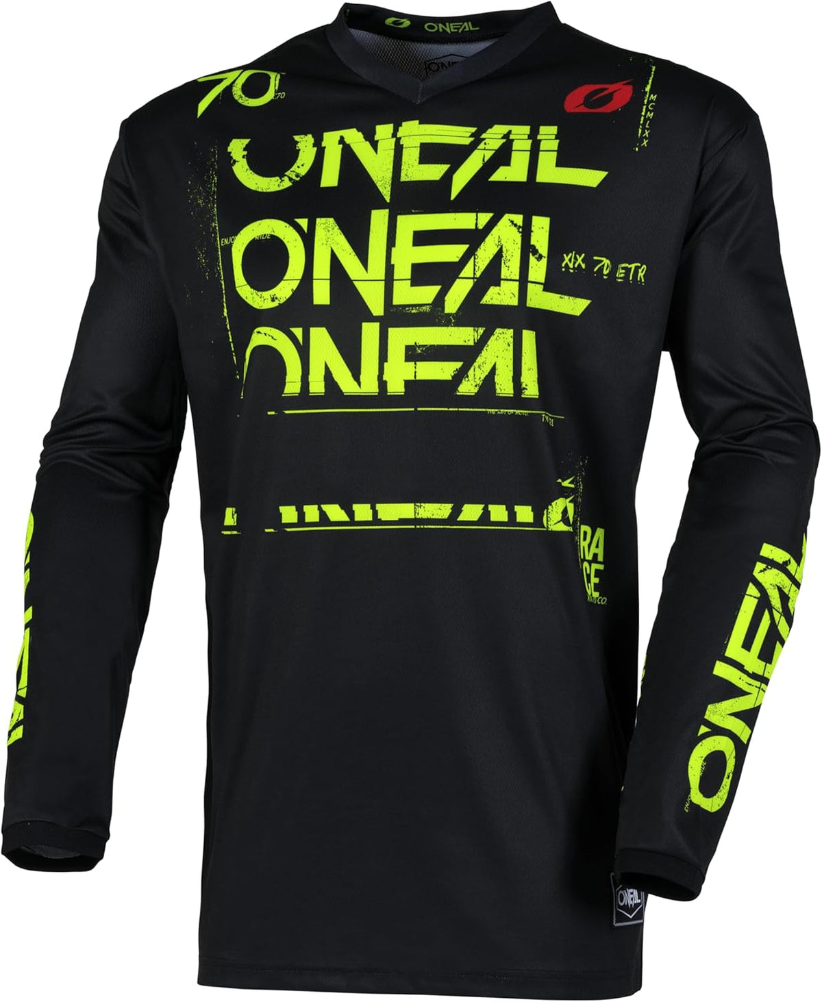 O'Neal Element Static Men's Jersey front view in black and neon yellow