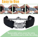 Black pinch collar for dogs with quick release buckle