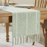 Wracra Rustic Linen Table Runner, Grey Table Runners 72 inches Long | Raised Embroidered Hollow Design and Hand-Tassels;Cotton Linen Woven Fabric; Farmhouse Table Runner;Home Dining Decor - Image 15