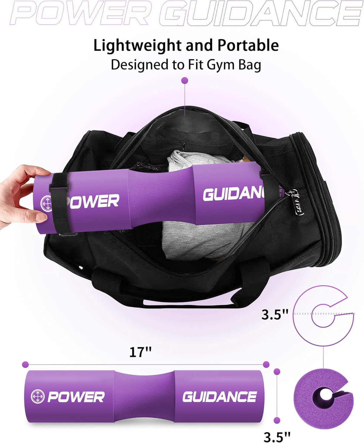 Power Guidance barbell squat pad installed on Olympic bar