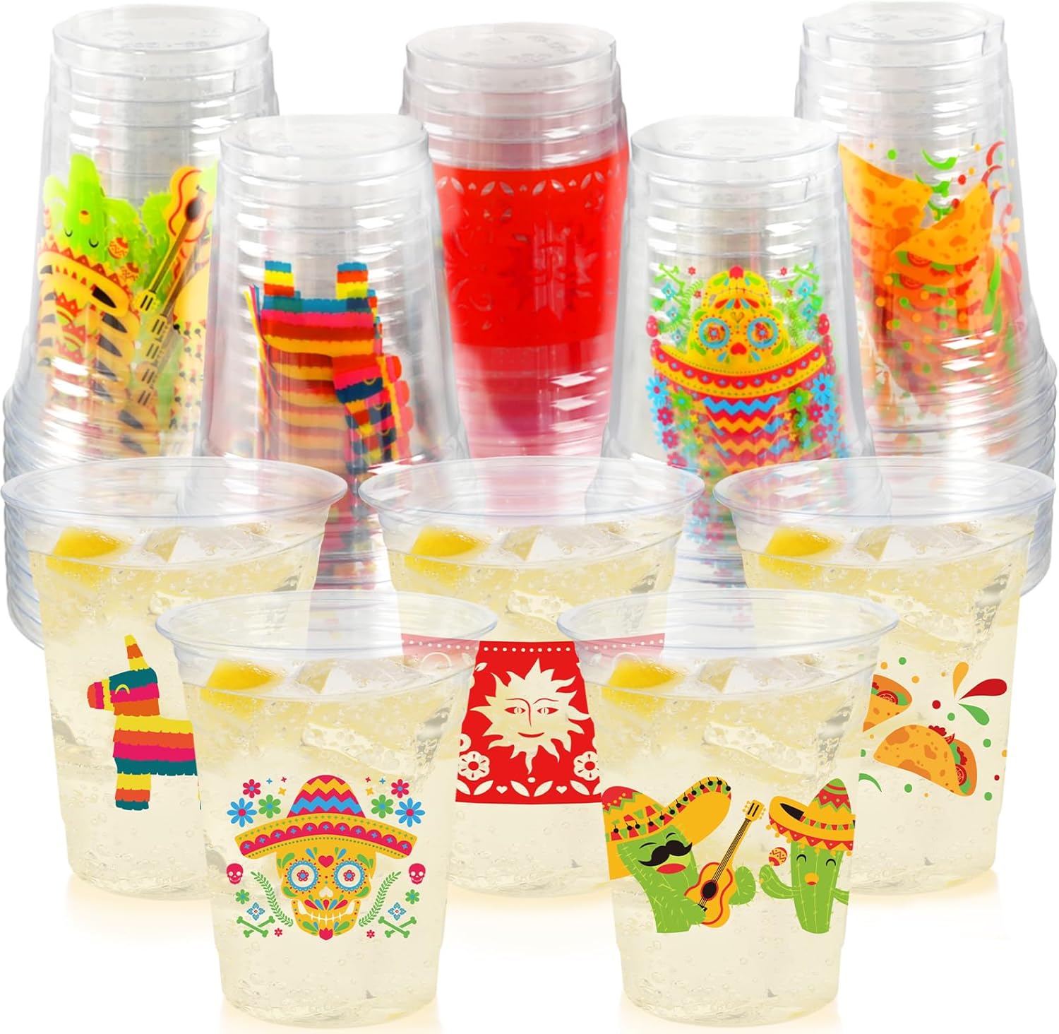 Cuploov fiesta party cups front view with Mexican designs