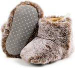 Zoolar infant snow boots front view showing soft brown upper