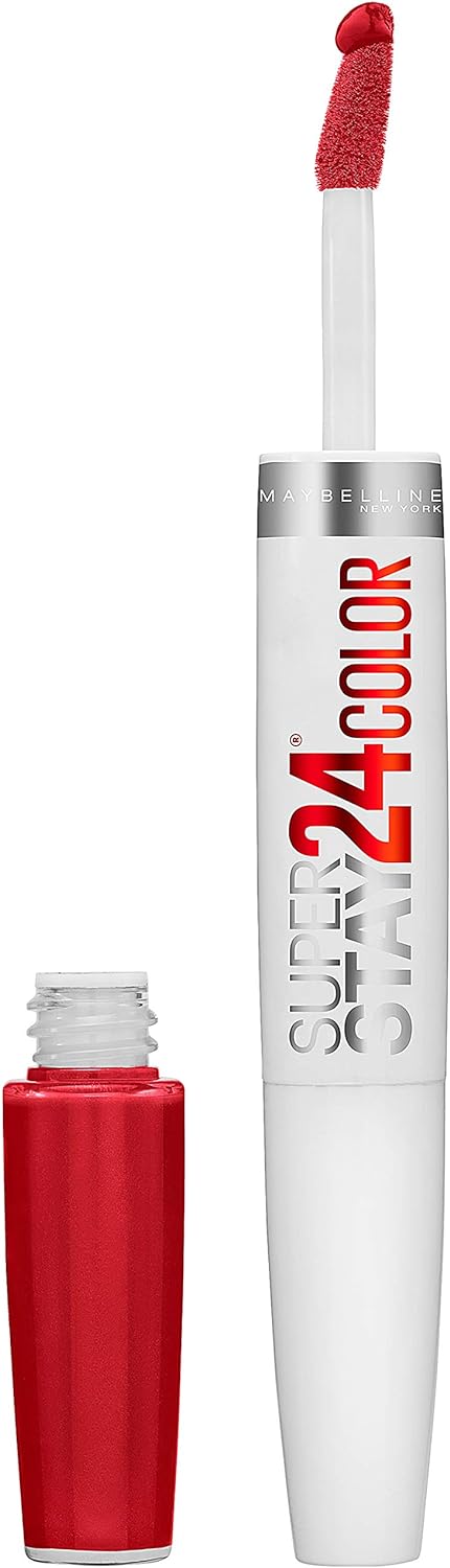 Maybelline Super Stay 24, 2-Step Liquid Lipstick Makeup, Long Lasting Highly Pigmented Color with Moisturizing Balm, Keep Up The Flame, Red, 1 Count - Image 13