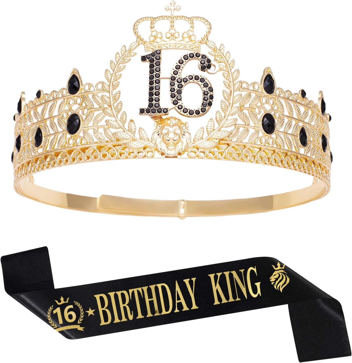 Jitinx Birthday King Crown and Sash front view for men