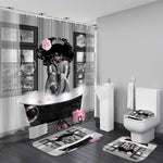 KOKGYM African American shower curtain set front view featuring black girl art print.