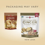 The Ginger People ginger candy bag showing nutrition facts and ingredients.
