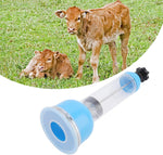 Topyond Calf Breathing Pump front view showing blue ABS plastic ergonomic handle and plastic steel barrel