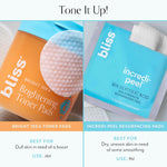 Bliss firming peptide and antioxidant skin toning pads container top