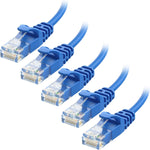 Cable Matters 10Gbps Snagless Cat 6 Ethernet Cable 5-Pack front view showcasing slim blue design.
