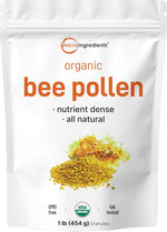 Micro Ingredients organic bee pollen granules front view packaging