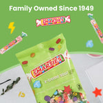 DDI Smarties X-treme Sour Candies back label displaying the allergy friendly gluten free and peanut free certifications.