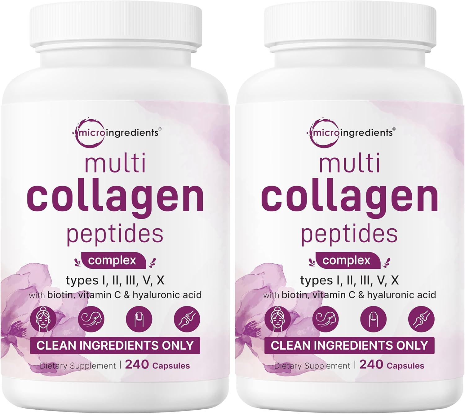 Micro Ingredients Multi Collagen Pills front view bottles