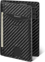 VULKIT carbon fiber bifold slim wallet front view