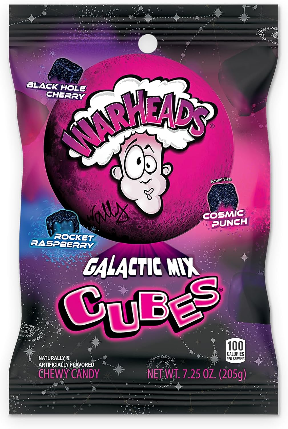 WARHEADS Galactic Mix Cubes - Sour Sweet & Fruity Chewy Candy - Black Hole Cherry, Rocket Raspberry & Cosmic Punch Flavors - 4.5 oz. Bag - Image 9