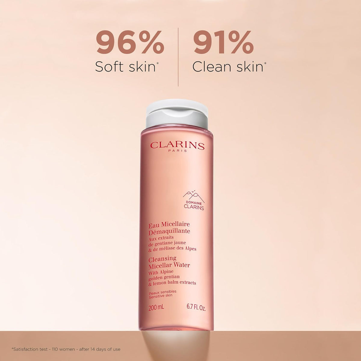 Dista-USA Clarins Cleansing Micellar Water back label with ingredients