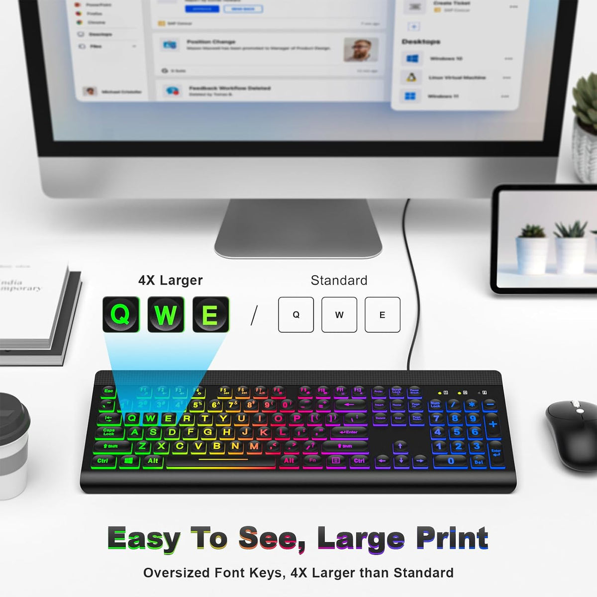 MOWUX full-size keyboard layout featuring numeric keypad and multimedia keys