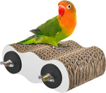 Installed cardboard paw grinding bird platform inside cage