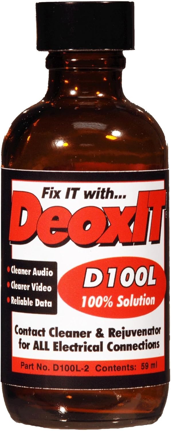 Caig Laboratories DeoxIT Liquid 100% solution bottle front view for electrical contact cleaning