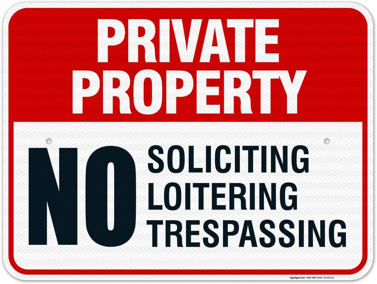 Private Property Sign, No Soliciting No Loitering No Trespassing, | (2 Pack) 10x14 Inches, Rust Free .040 Aluminum, Made in USA by Sigo Signs - Image 10
