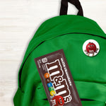 Back of M and Ms milk chocolate package showing nutrition facts and ingredient list