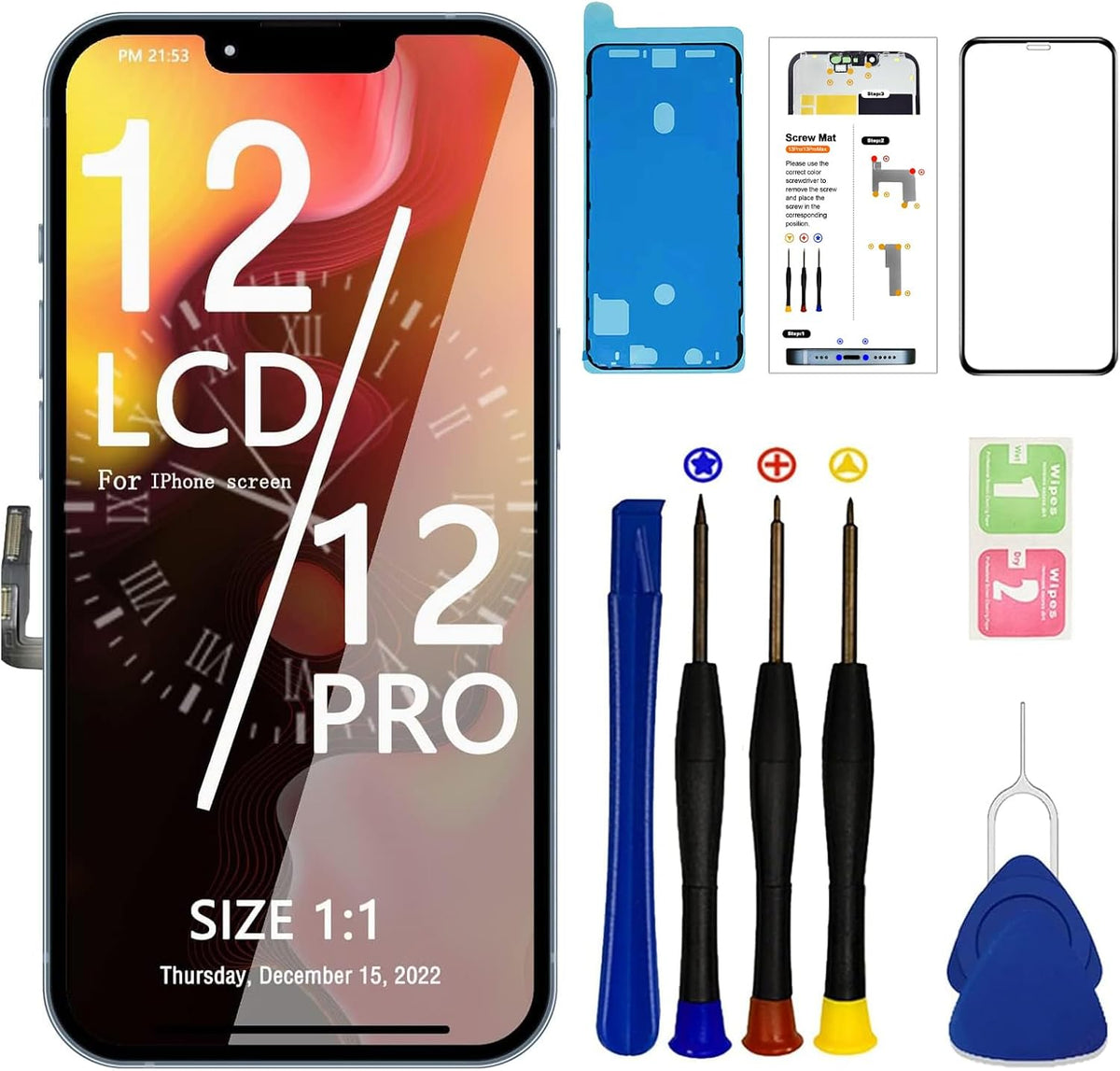 Simdog iPhone 12 and 12 Pro screen replacement front view display