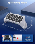 MENEEA Bluetooth mini chatpad attached to PlayStation 5 controller side angle
