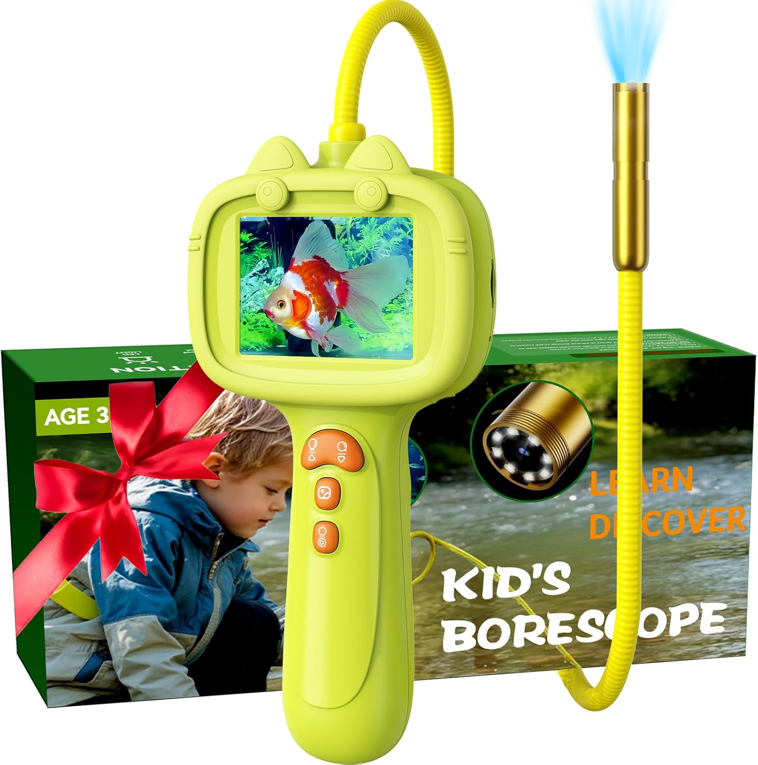 Daxiongmao kids borescope camera yellow front view educational toy