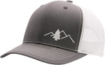 Lindo trucker hat front view showing Great Outdoors embroidered pine tree graphic