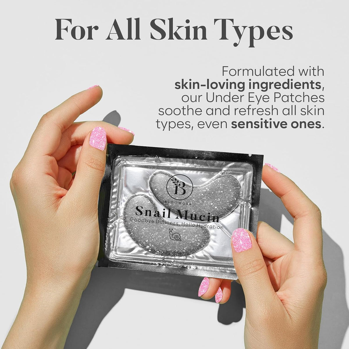 Luxe Glow Bloomora Snail Mucin Under Eye Patches lifestyle travel friendly view