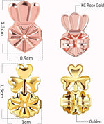 Sannix decorative earring backs close up showcasing crown and flower shapes