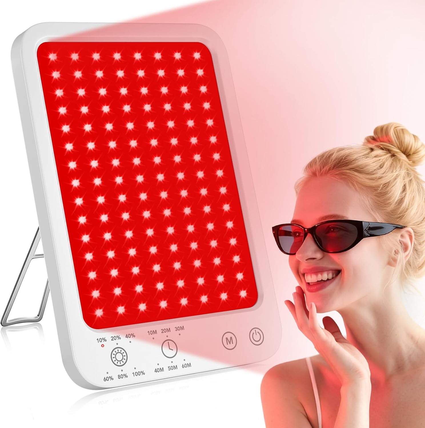 Red Light Therapy for Face Body, Infrared Red Light Panel with Adjustable Stand, 660nm and 850nm Near Infrared Therapy Lamp with 3 Modes, 6 Adjustable Brightness and Timer, for Home and Travel Use - Image 1