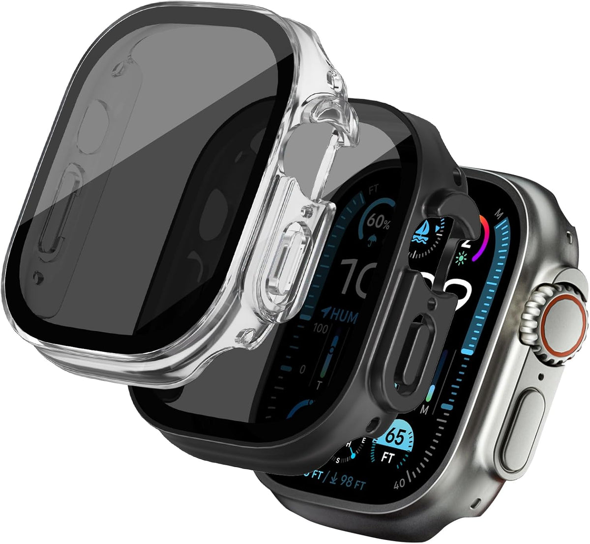 KUYubminyR privacy case for Apple Watch Ultra front view anti-spy screen protector