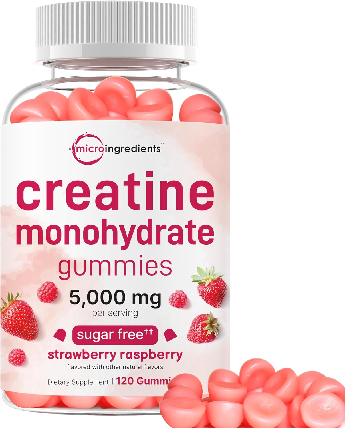 Micro Ingredients Creatine Monohydrate Gummies front view bottle packaging