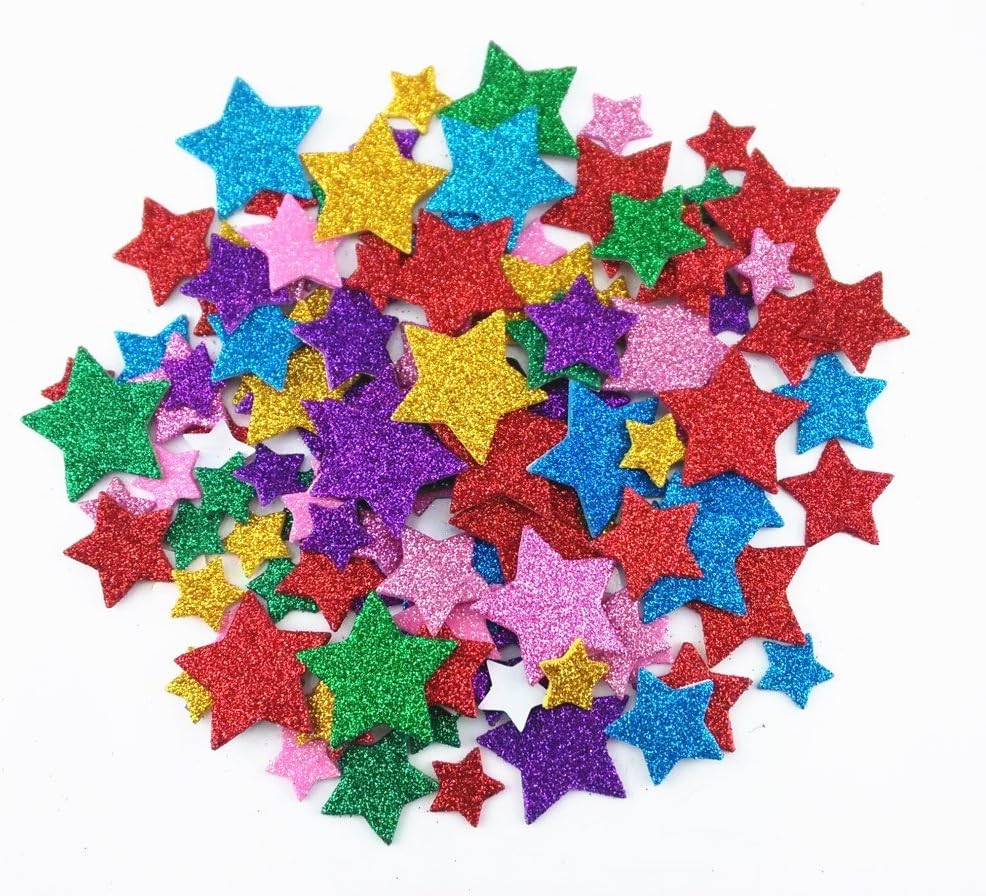 Honbay colorful self adhesive star shape foam glitter stickers front view