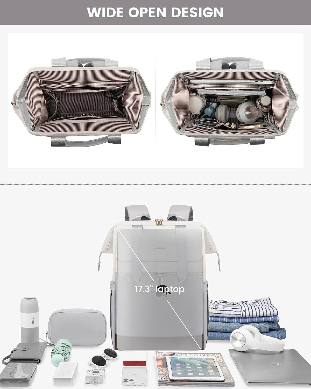 Lovevook laptop backpack worn by model for scale