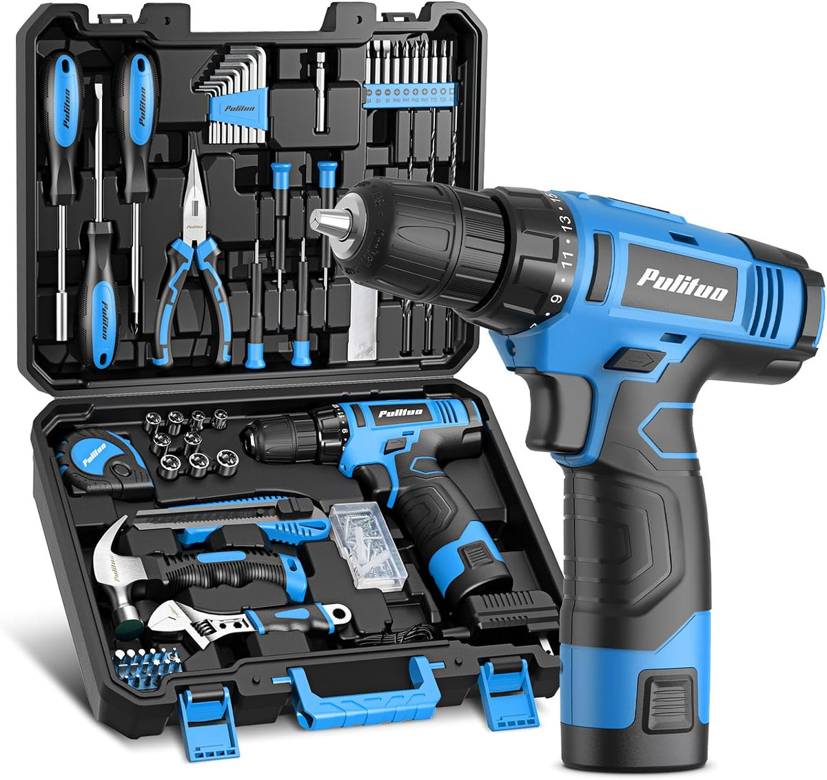 Pulituo 20V tool kit complete contents layout