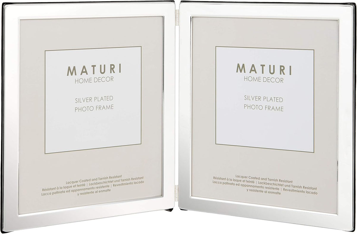 Maturi silver plated double photo frame front view