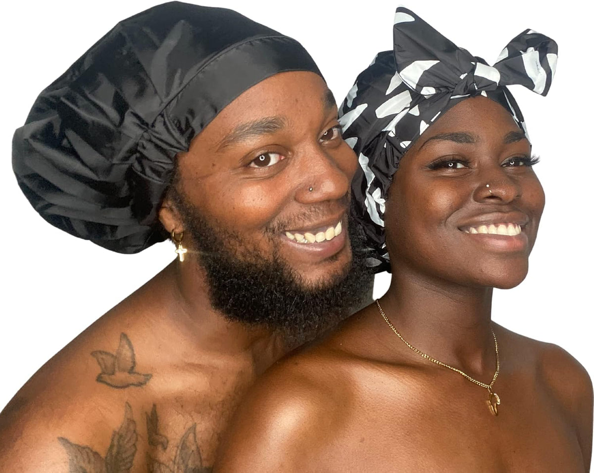 TTAT Shower Cap Extra Large for Men & Women With Braids, Locs, Afro, Coily, and Long Hair, Waterproof, Washable, Reusable & Adjustable, Great for Home, Spa, Self Care, Hotel & Salon (Black) - Image 9