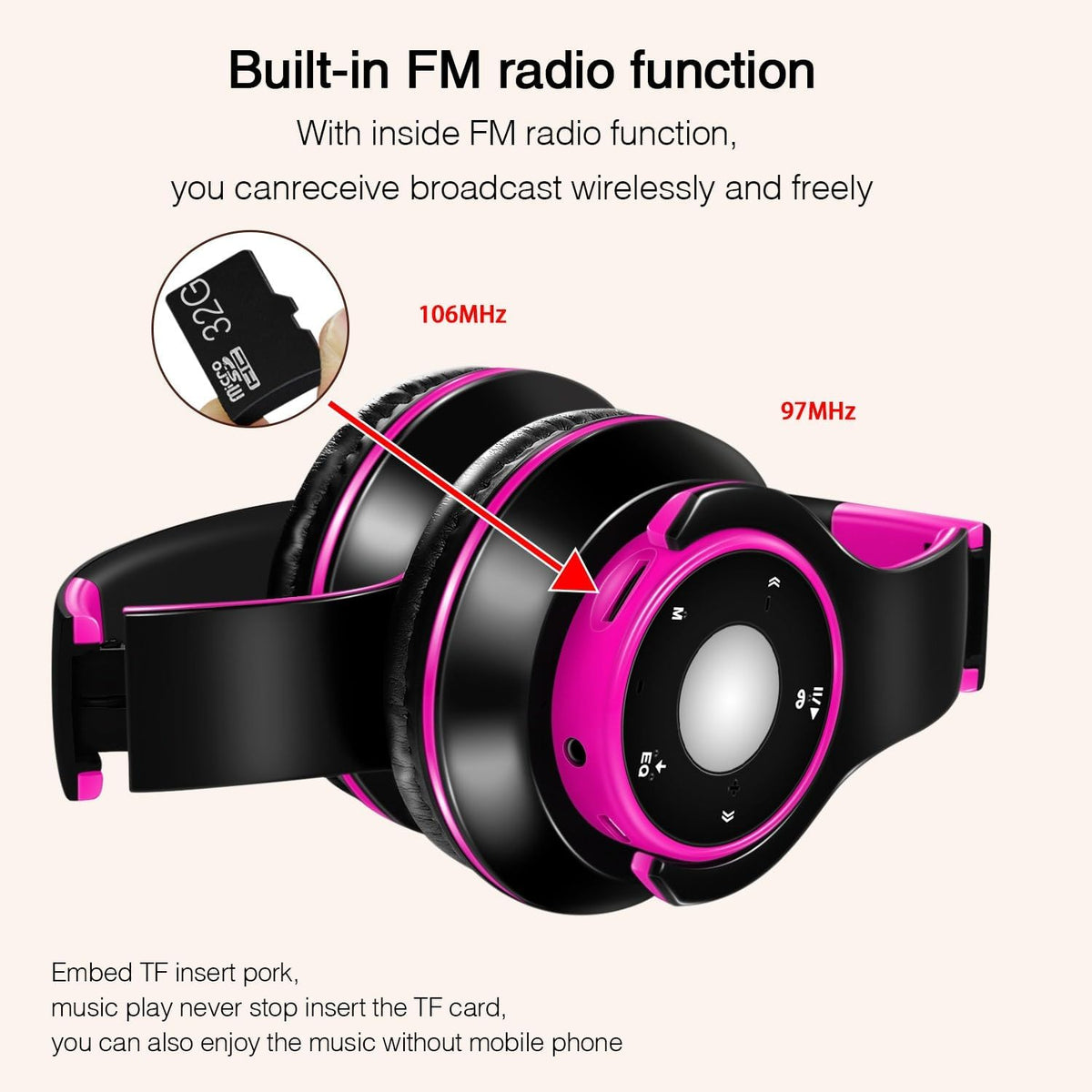 Great Sage Bluetooth headphones rose adjustable headband feature