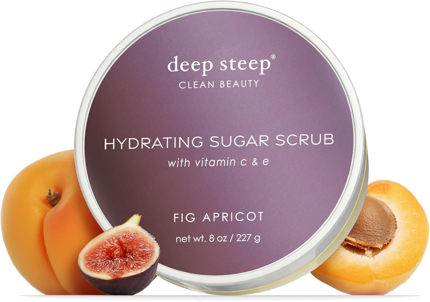 Deep Steep Fig Apricot sugar scrub front view container