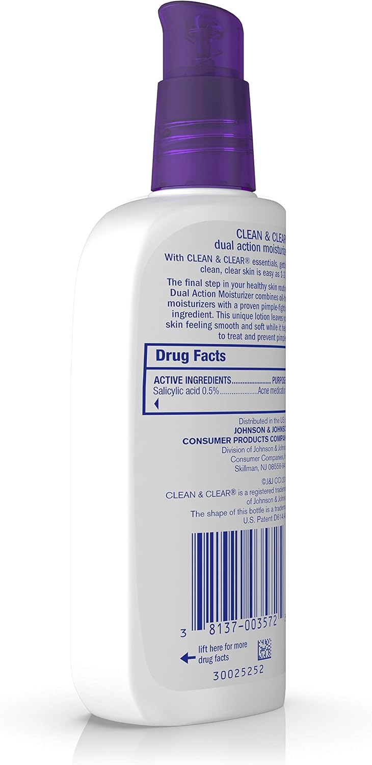 Clean & Clear Essentials Dual Action Facial Moisturizer with Salicylic Acid Acne Medication to Treat Acne and Prevent Pimples, Oil Free Face Moisturizer Cream for Acne-Prone Skin, 4 oz - Image 7