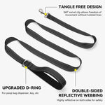 Joytale medium and large dog leash with integrated metal D ring accessory.