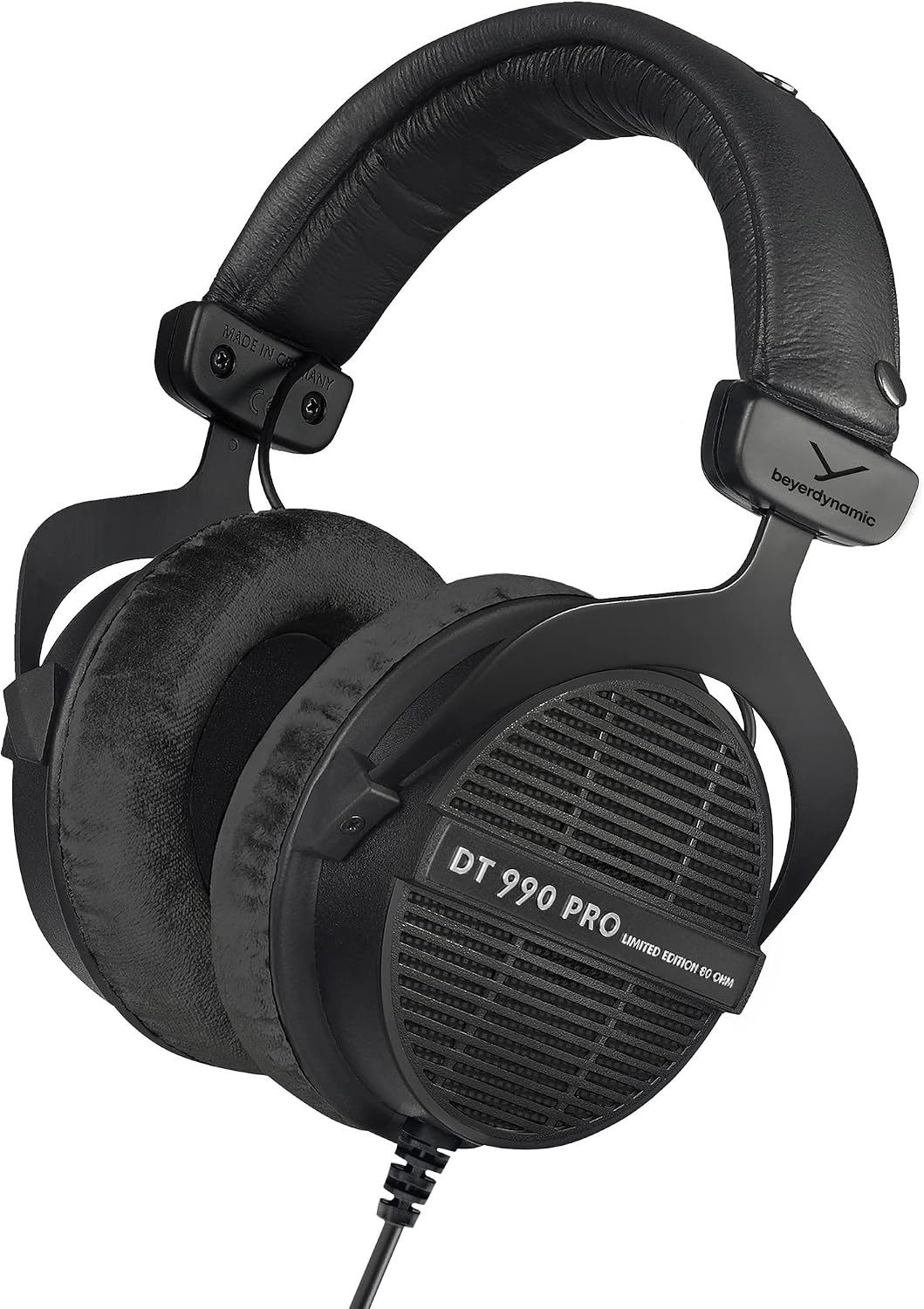 beyerdynamic DT 990 PRO, 250 Ohm, Open Back, Over Ear, Wired Headphones, 3m Coiled Cable, Black with Grey Velour Ear Pads | 3m coiled cable, wired over-ear design - Image 9